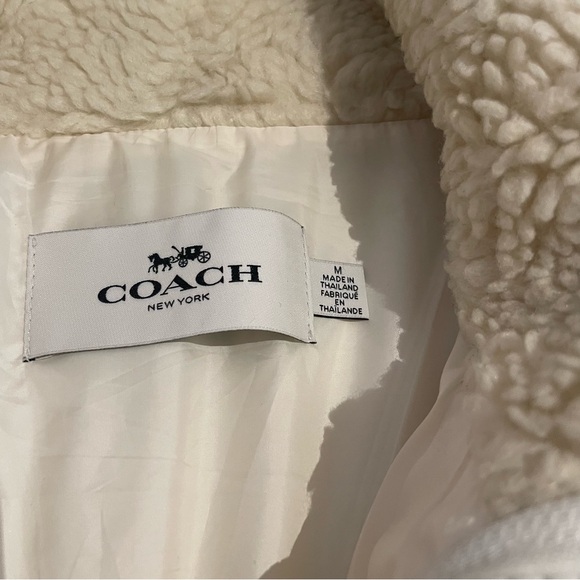 Coach Women's Sherpa Down Jacket in Cream/Blue Medium- EUC - Picture 5 of 9
